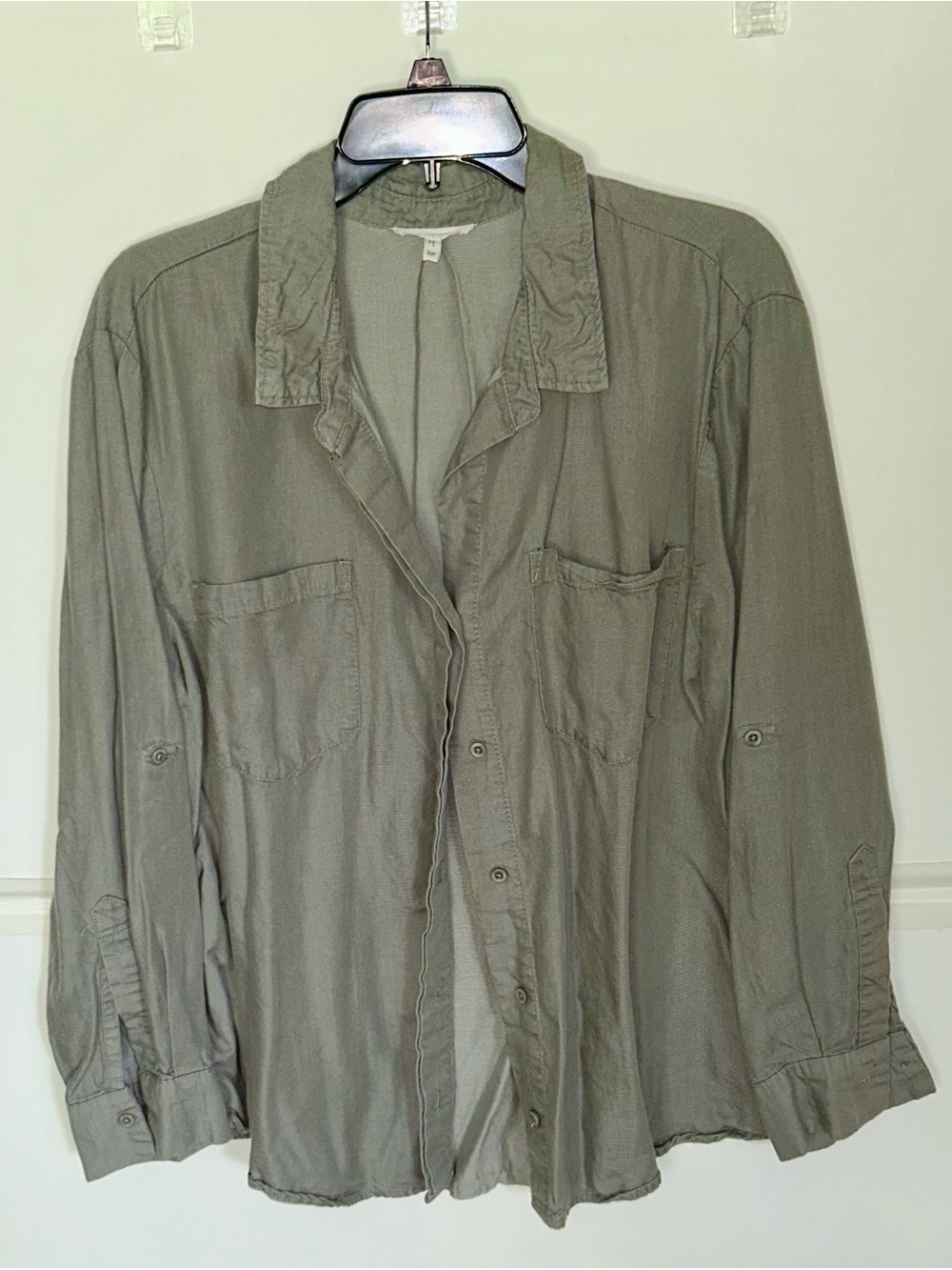 Maurices Olive Green Button-Front Utility Shirt for women